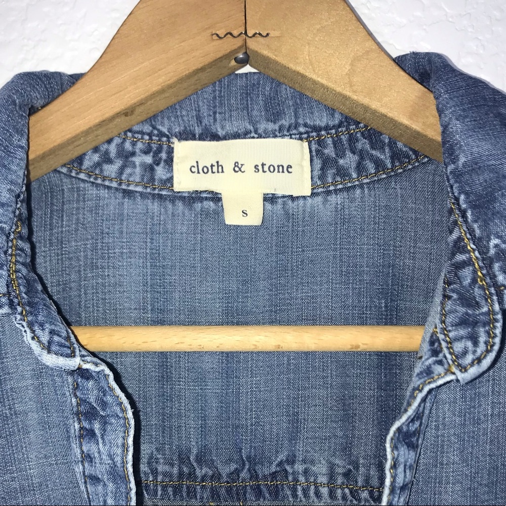 Anthro Cloth & Stone Chambray Shirt Tail Blouse - Picture 4 of 8